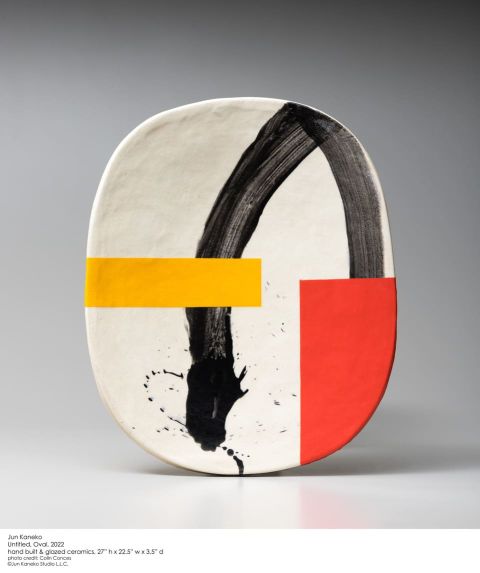 Cb25 Sorry We Are Closed Jun Kaneko Untitled Oval 2022 Hand Built Et Glazed Ceramics 27hx225wx3 5d Credit Colin Conces