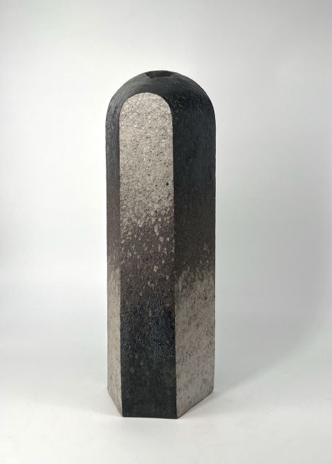 Cb26 Mbafinearts Sato Kazuhiko Stoneware Vase With Partial Ash Glaze And Black Glaze 1989