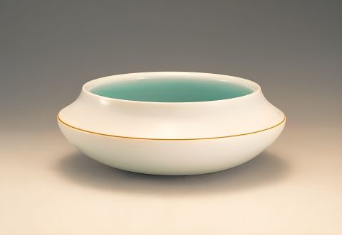 Cb26 Chaxartxrtm Bv Xu Qun Lie Celadon Glazed Folded Rim Bowl Porcelain 2014 23 5xh13cm