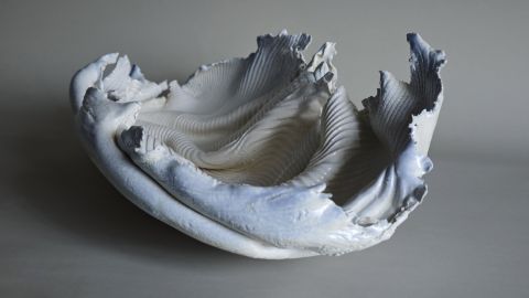 Cb26 Chaxartxrtm Bv Liu Langqing Rippling Leaf Waves Forming Mountains 2025 Porcelain L48xw24 5xh13 5cm