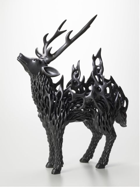 Cb26 Yod Gallery Kunihiro Akiniga Oboroge Deer Ceramic 36x65x81cm 2024